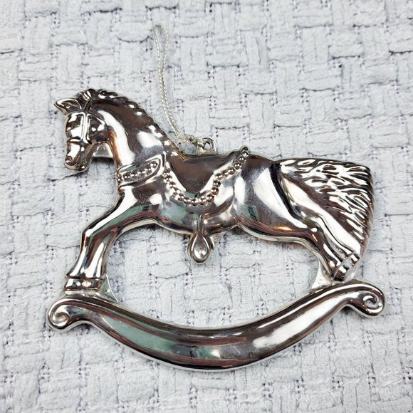 The Christmas Shoppe Silverplate Rocking Horse Ornaments Vintage 1980's Holiday - Picture 5 of 5